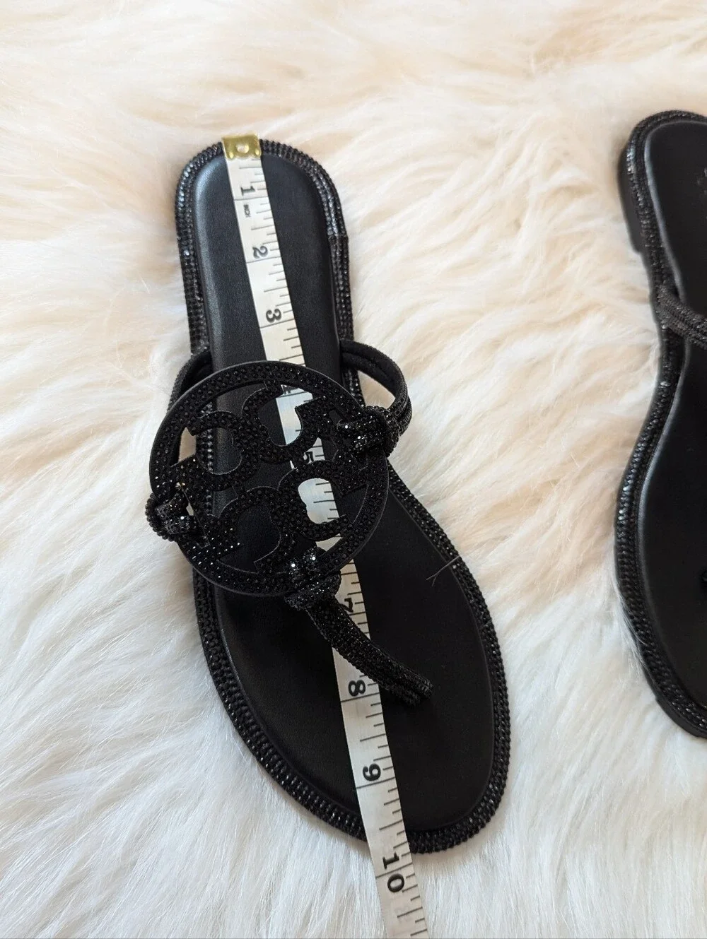 Tory Burch Black Logo Medallion Sandal.